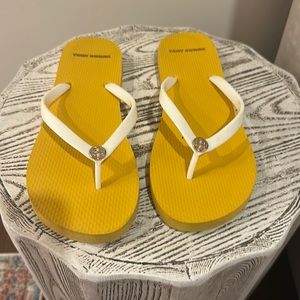 Yellow & White sz 9 Tory Burch Flip Flops